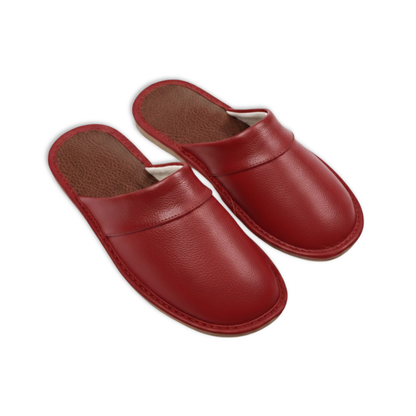 Comfortable Leather and Fabric Home Slippers