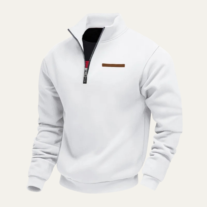Men's Half Zip Sweater Warm Stand Collar Silver