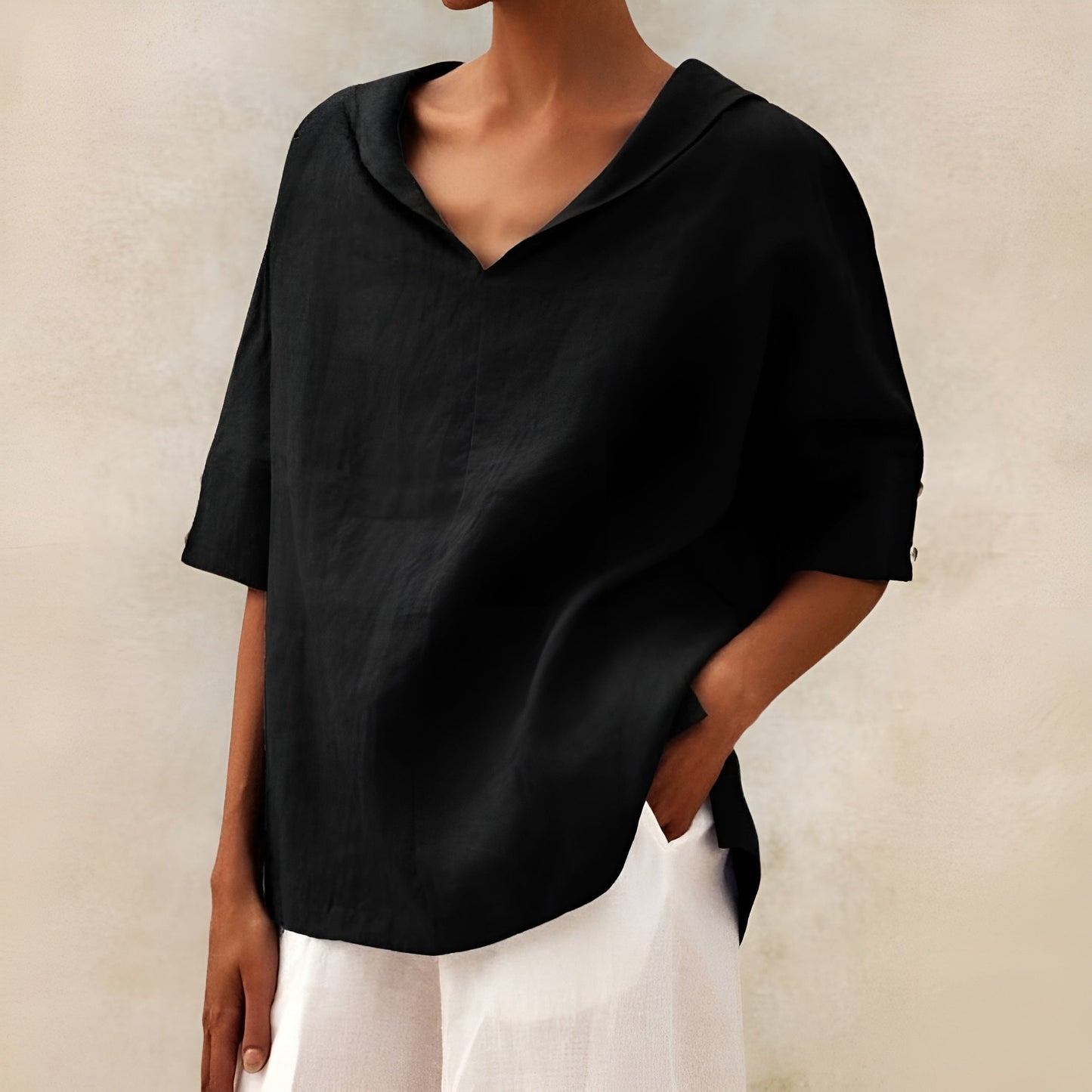 Women's V Neck Short Sleeve Blouse