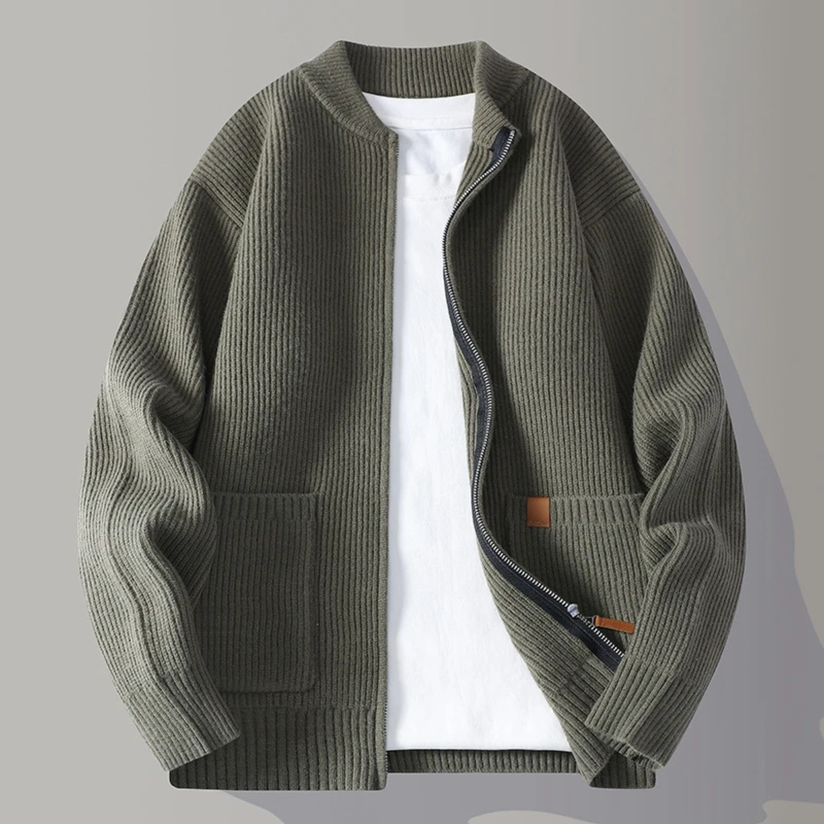 Men's Rib Knit Zip Cardigan