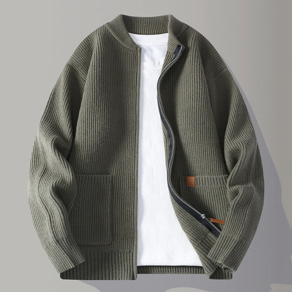 Men's Rib Knit Zip Cardigan