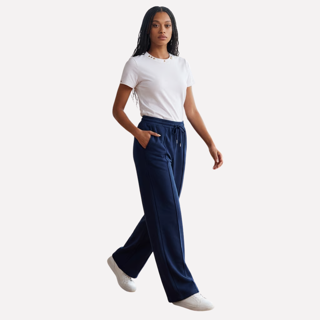Women's Wide Leg Sweatpants Cotton Comfortable Black - VibreMode