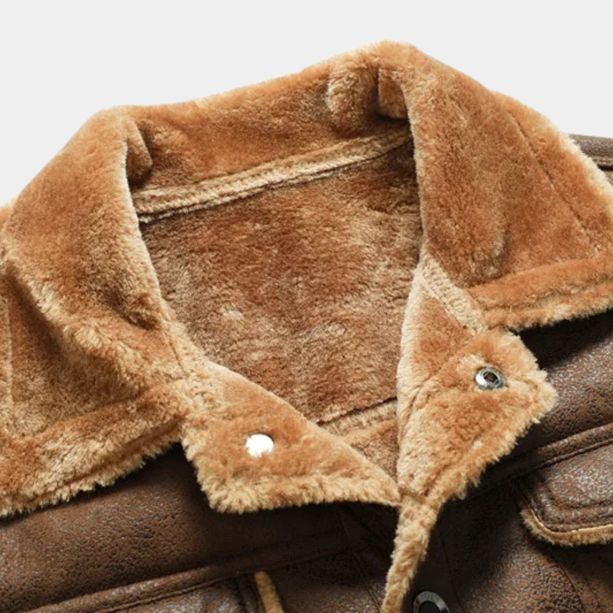 Men's Leather Sherpa Jacket Warm Casual