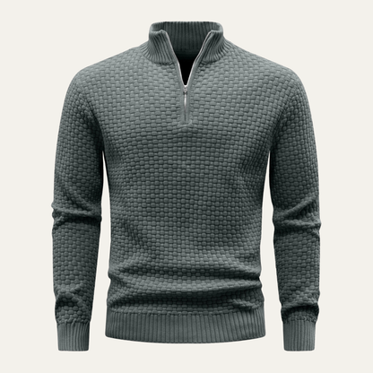 Men's Textured Quarter Zip Knit Sweater