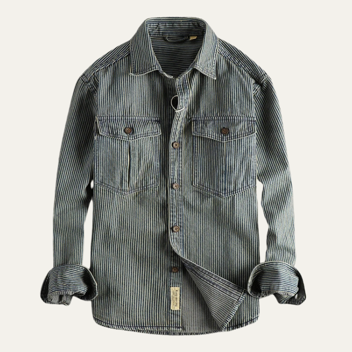 Men's Denim Shirt Jacket Striped Blue