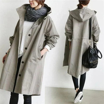 Women's Waterproof Raincoat Hooded Long Warm