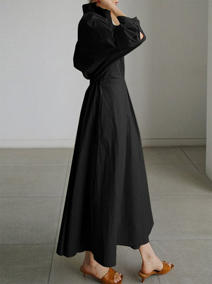 Women's Midi Dress Button Closure