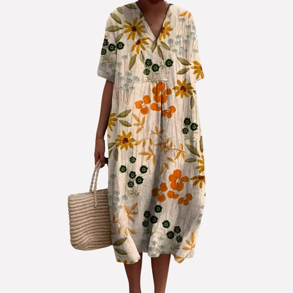 Women's Floral Summer Dress V-Neck Short Sleeves