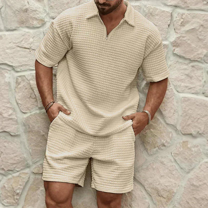 Men's Polo And Shorts Set Red