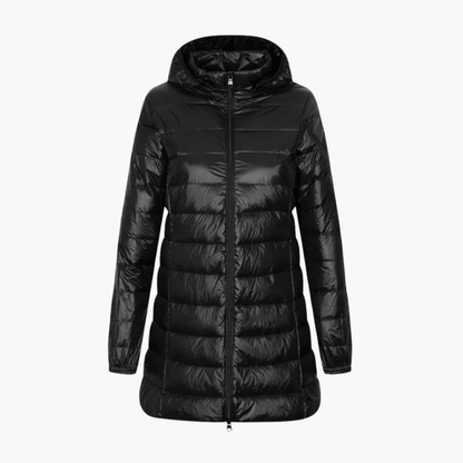 Women's Down Parka Jacket Hooded Long Cut - VibreMode