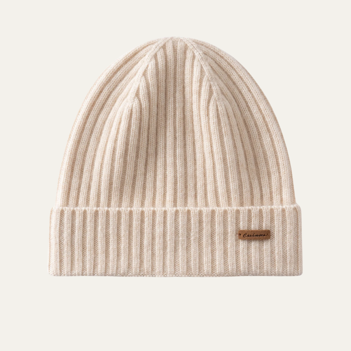 Men's Cashmere Beanie Ribbed Knit Black - VibreMode