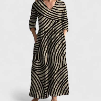 Colorful Striped Casual Knee Length Dress