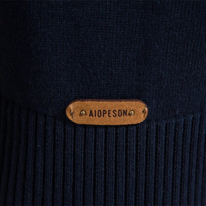 Men's Patchwork Zip Mock Neck Sweater