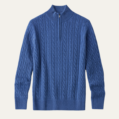 Men's Mock Neck Knit Sweater Warm Half Zip - VibreMode