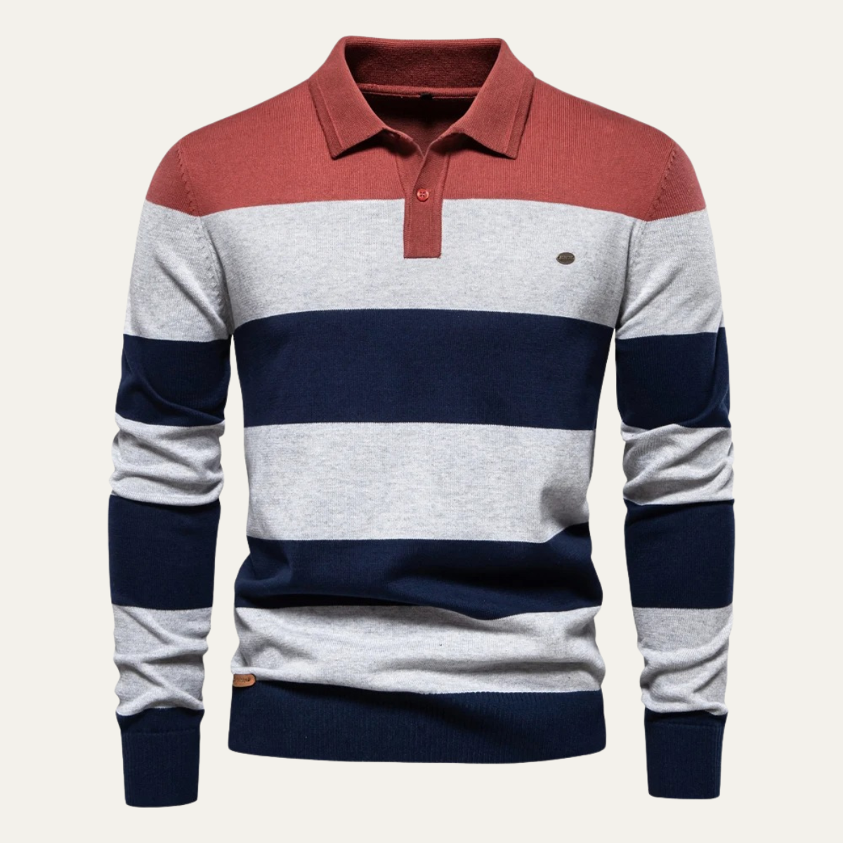 Men's Striped Cotton Polo Sweater