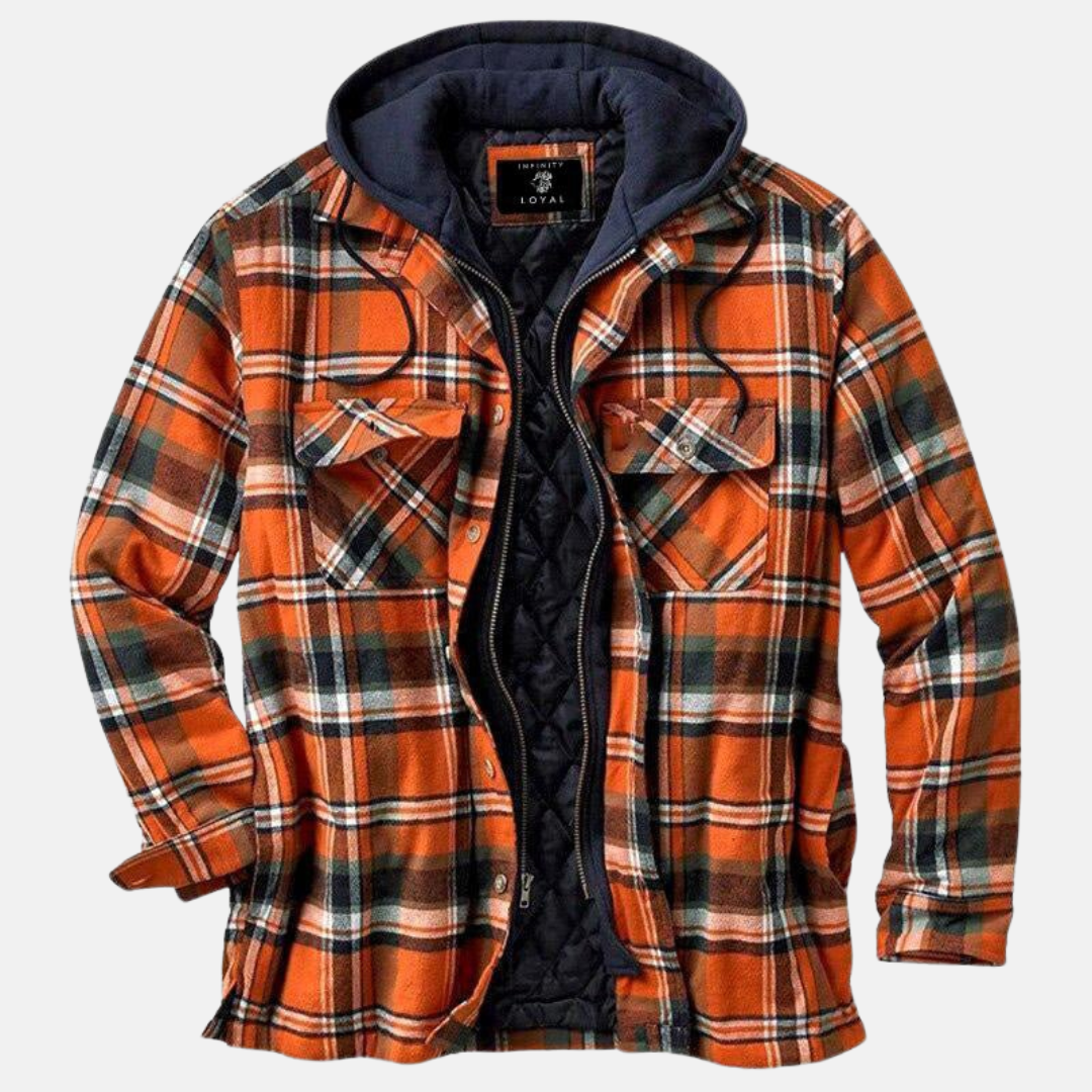Men's Plaid Hooded Jacket Shirt