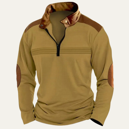 Men's Vintage Half Zip Sweater Contrast Collar