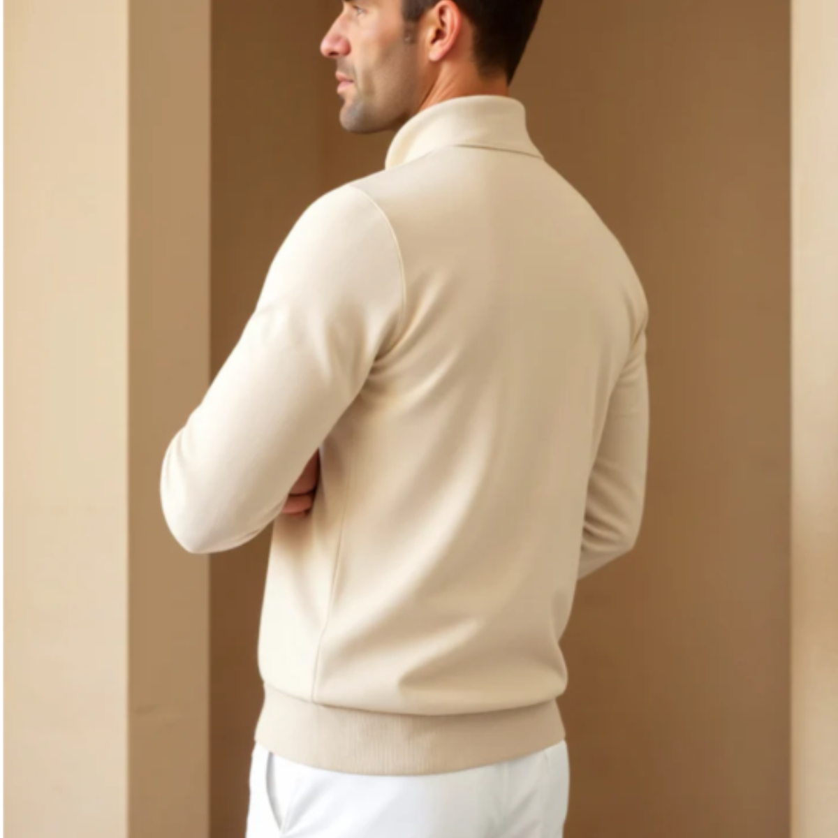 Men's Quarter Zip Polo Sweater Knit