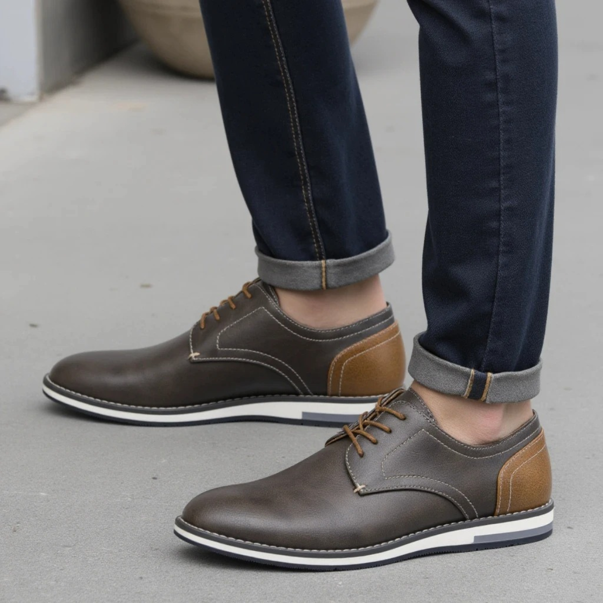 Hartwell Men's Leather Oxford Sneakers Two Tone Casual