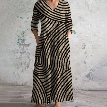Classic Navy Blue Striped Dress