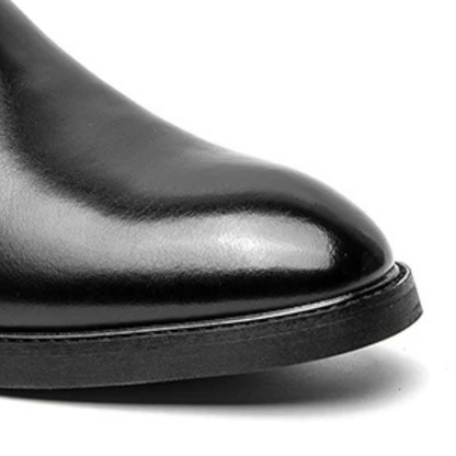 Men's Chelsea Ankle Boots Pointed Toe Leather Black