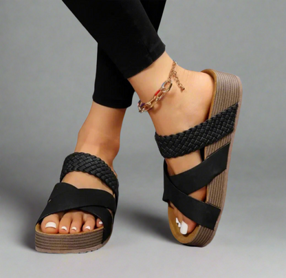 Comfortable Braided Ankle Strap Wedge Sandals