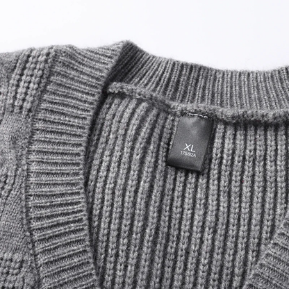 Men's Textured Knitted V Neck Vest