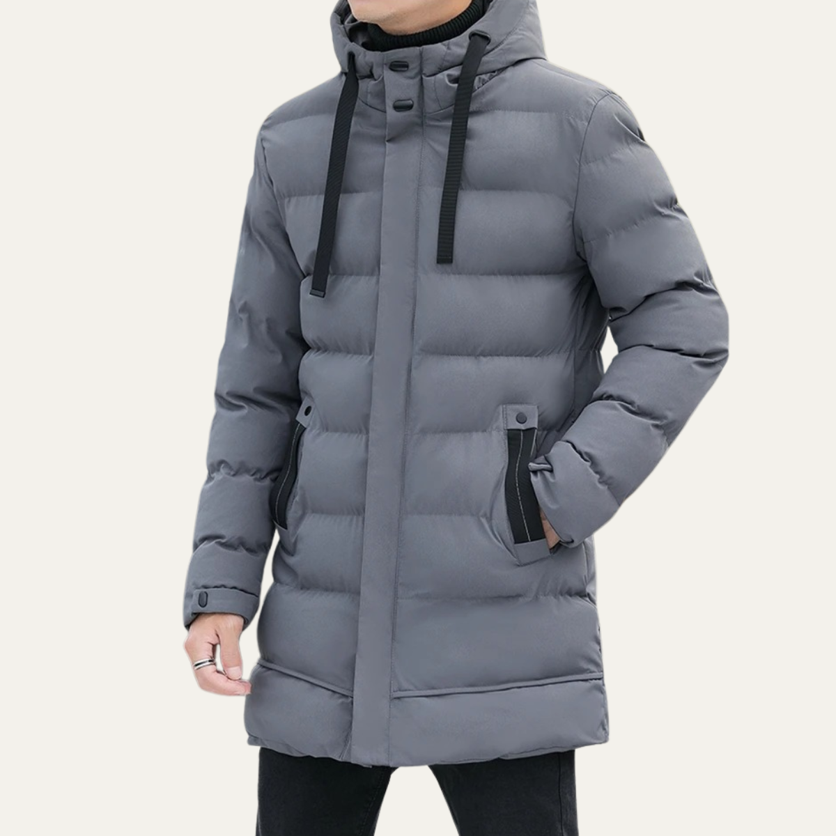 Men's Longline Puffer Coat Black