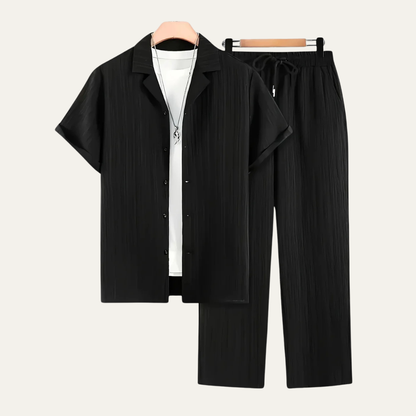Men's Linen Two Piece Set Lightweight Shirt Pants