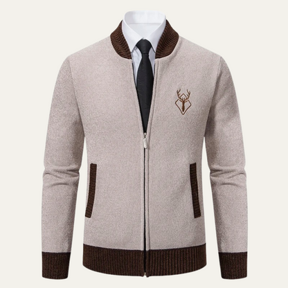 Men's Embroidered Zip Knit Sweater