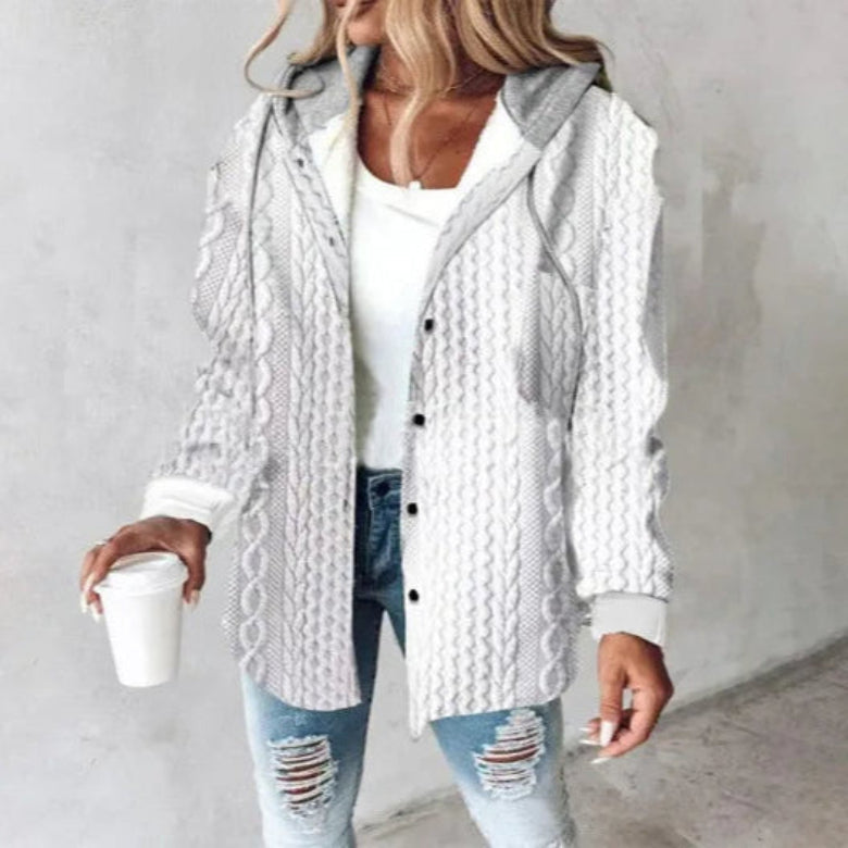 Women's Checked Hooded Wool Coat