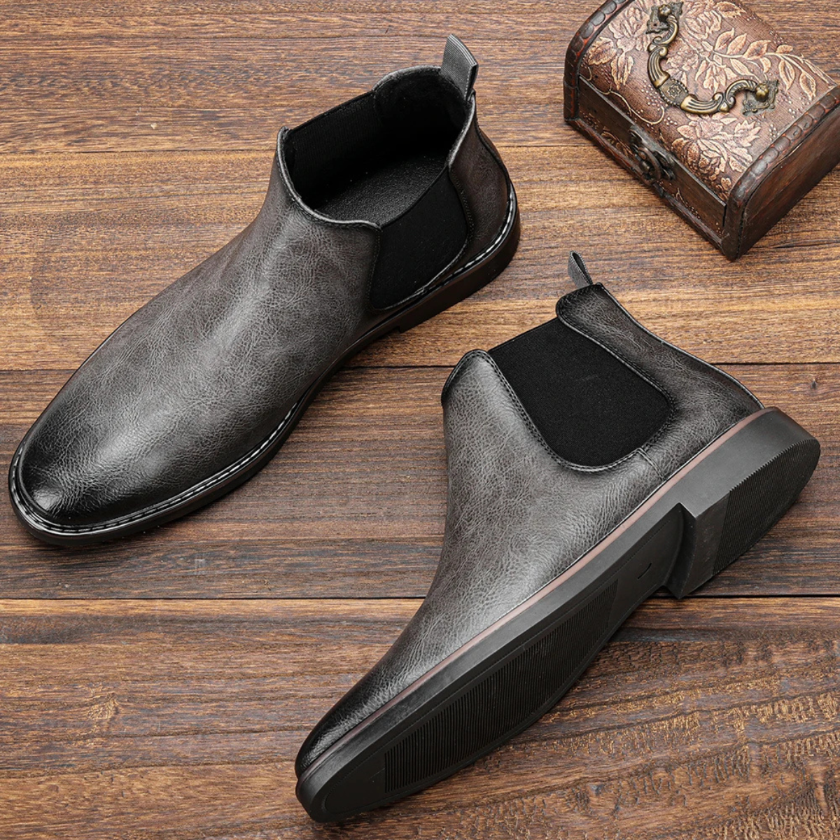 Mantova Men's Leather Chelsea Boots Ankle Black