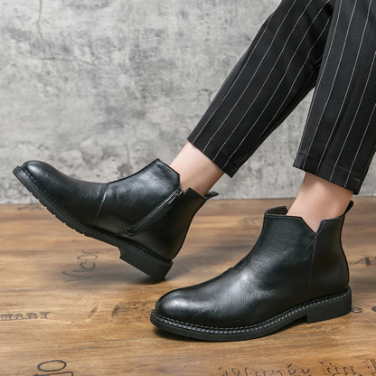 Men's Leather Ankle Boots Classic Red