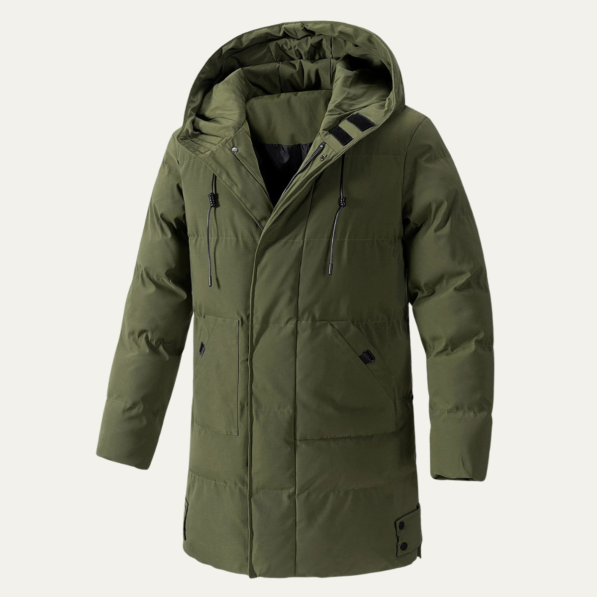Men's Puffer Hooded Coat Waterproof With Pockets