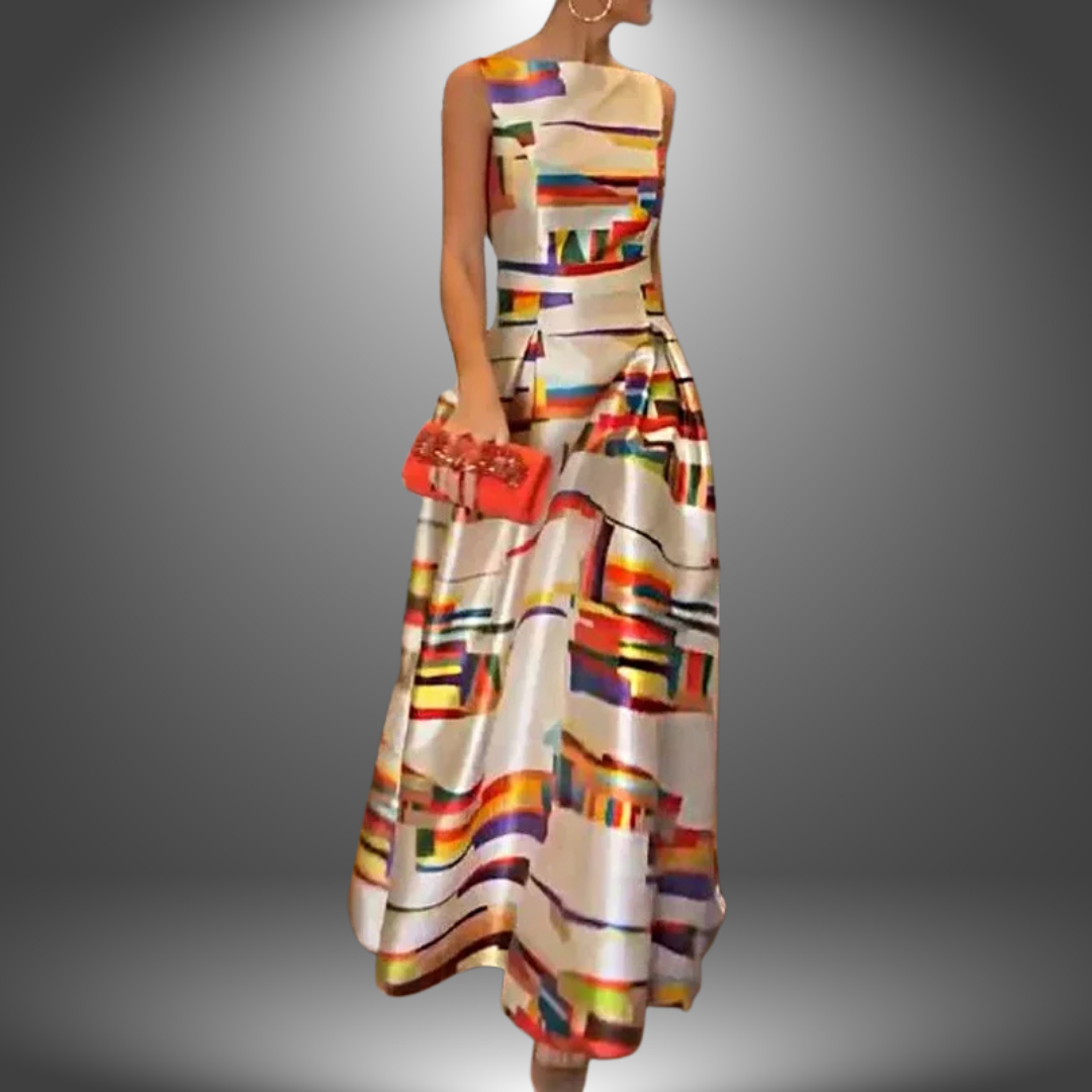 Women's Geometric Print Maxi Dress - VibreMode