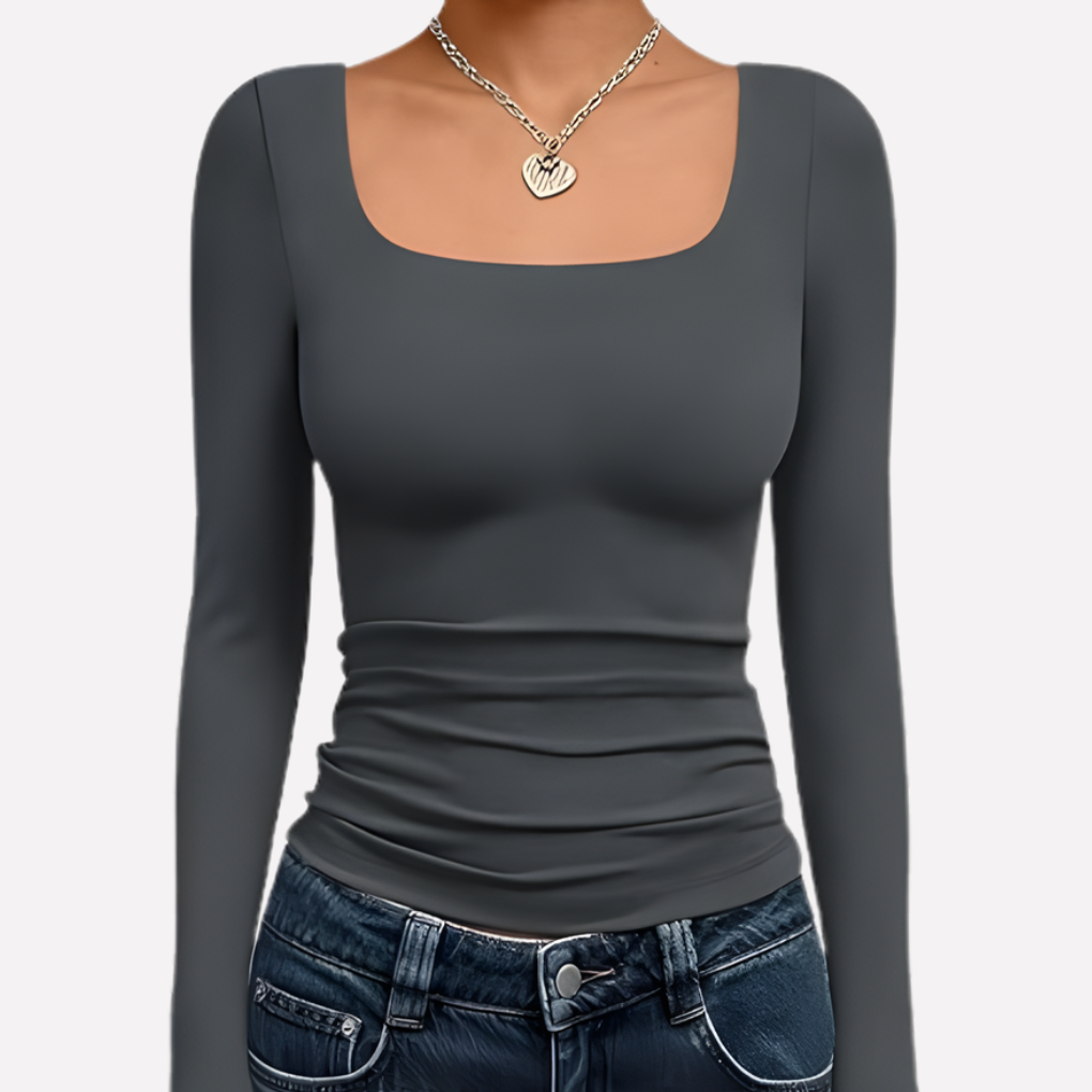 Women's Long Sleeve Crop Square Neck
