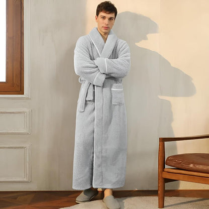 Plush Fleece Bathrobe Soft Warm Comfortable