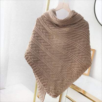 Triangular Knitted Scarf Leather Buckle