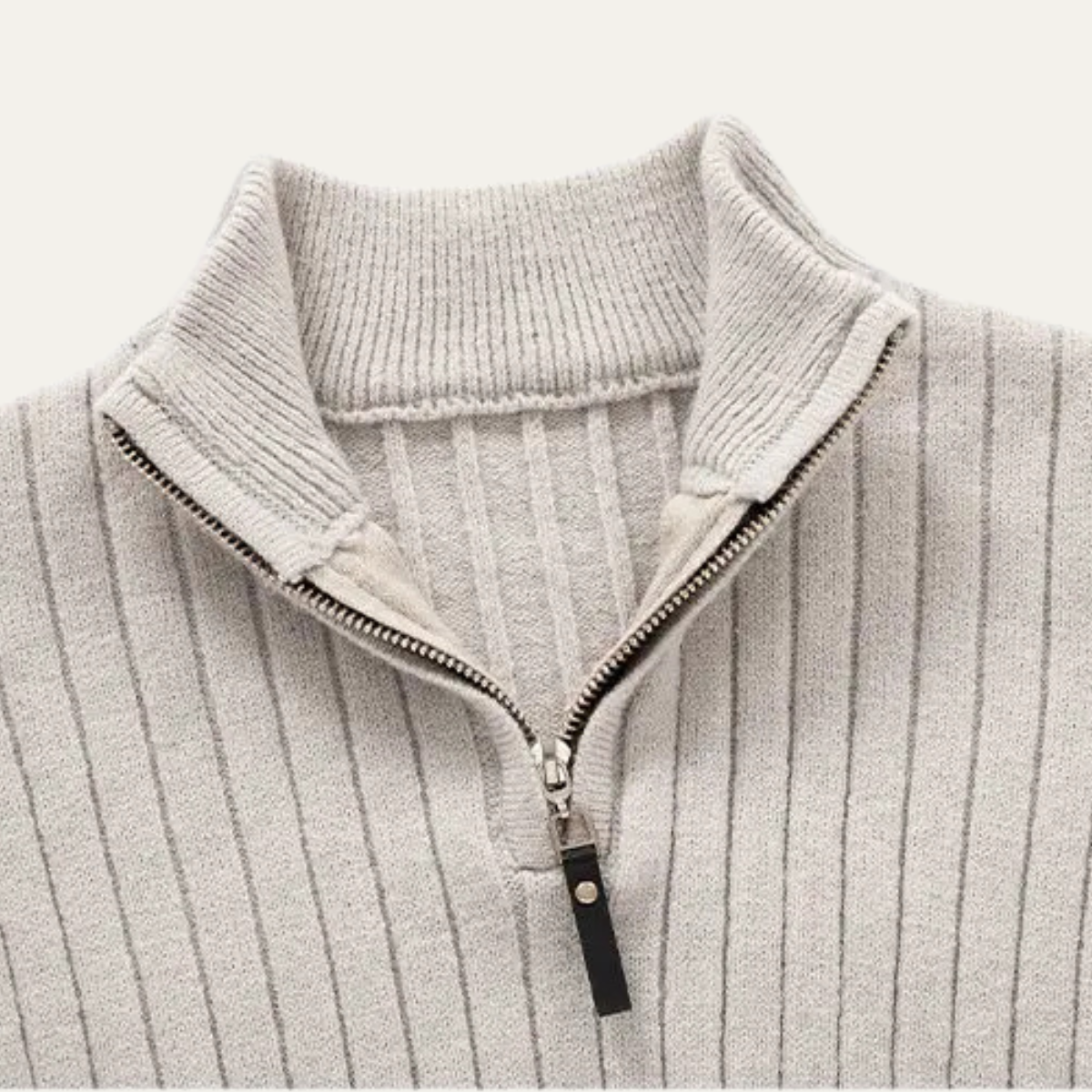 Men's Knitted Half Zip Sweater Ribbed Collar
