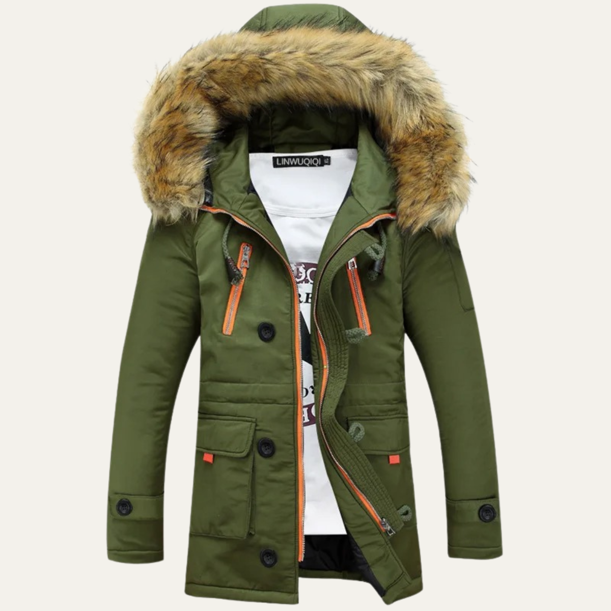 Men's Thick Winter Parka Jacket Fur Collar