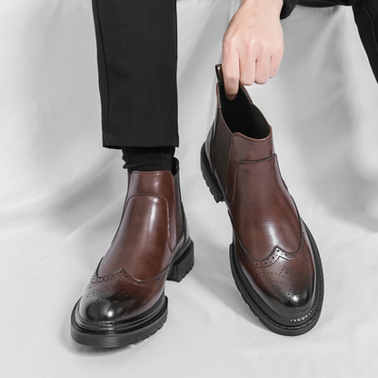 Men's Retro Chelsea Boots Anti-Slip Leather Black