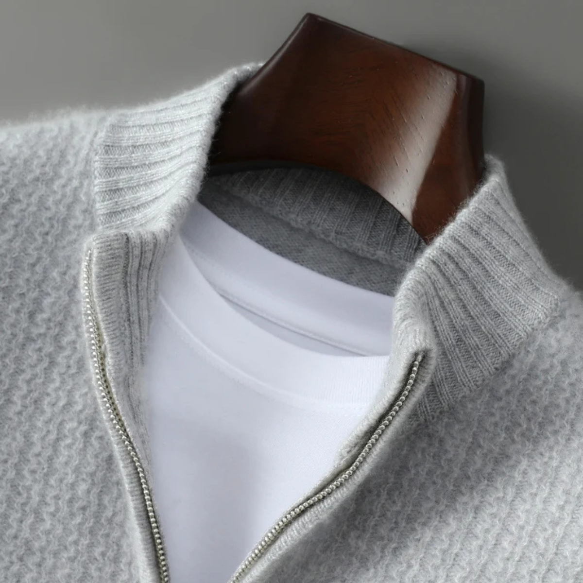 Men's Winter Knit Sweater Quarter Zip High Collar