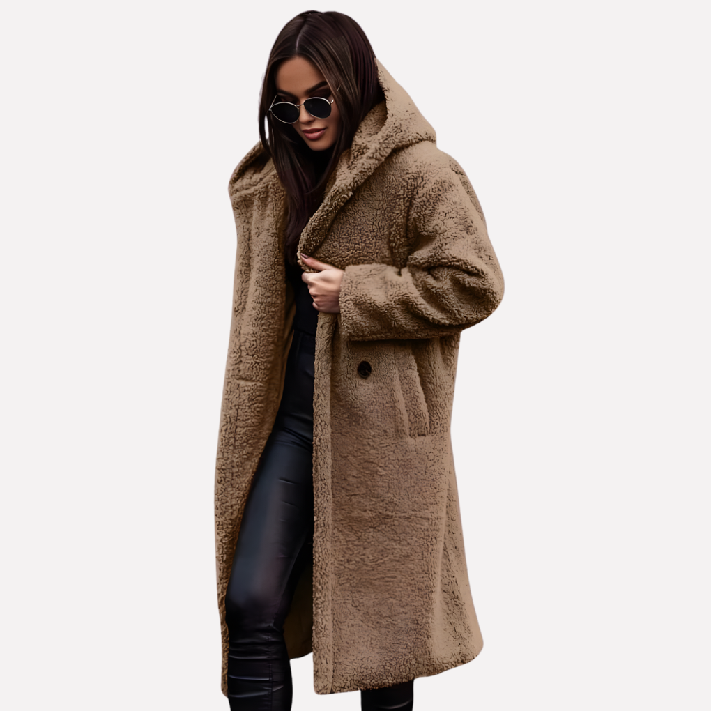 Women's Hooded Coat Button Closure