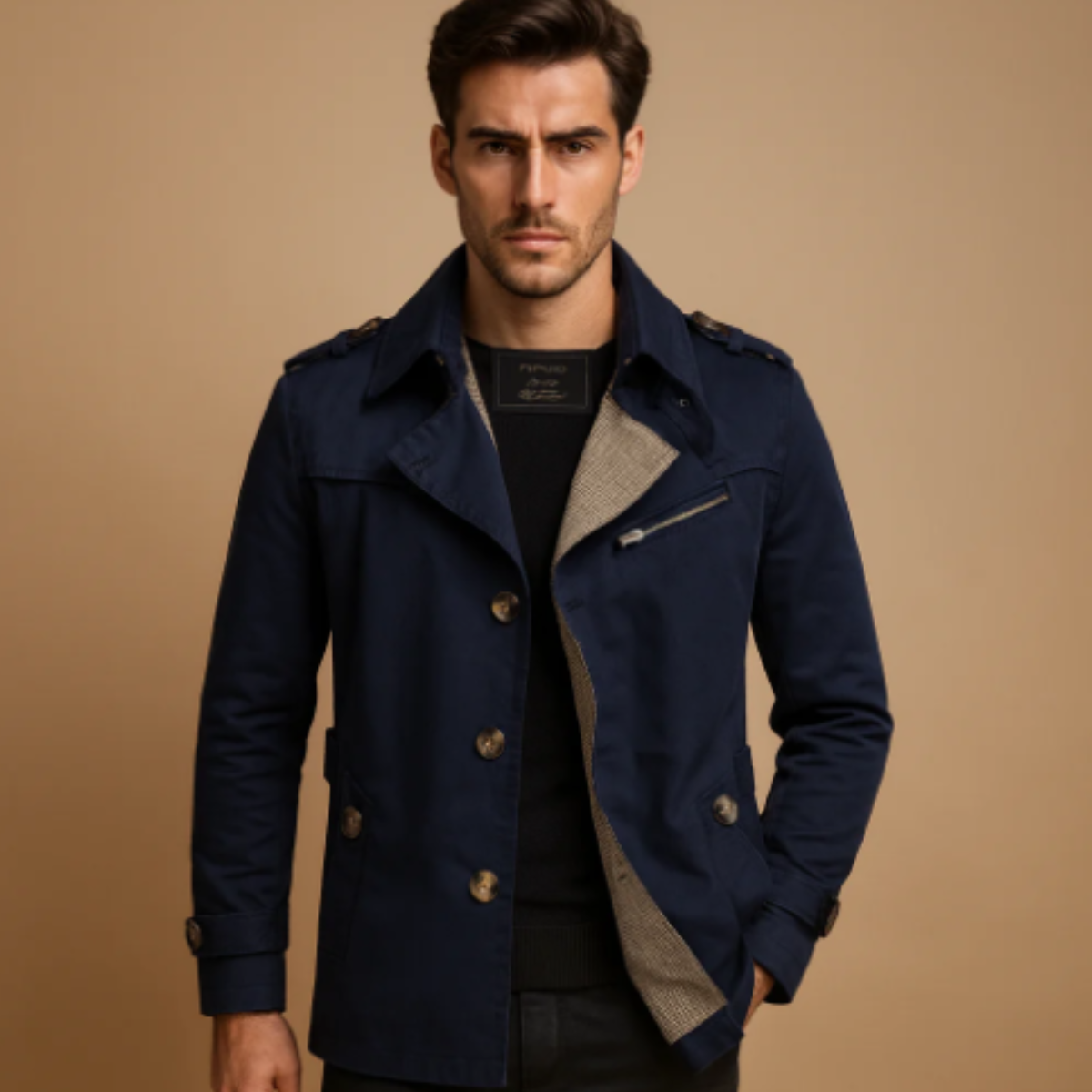 Merrick Men's Double Breasted Trench Coat
