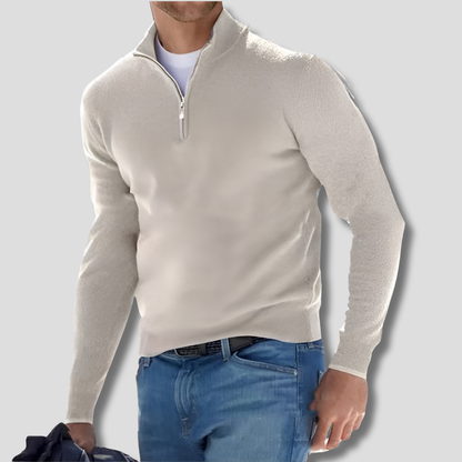 Men's Cotton Knit Zipper Pullover Sweater