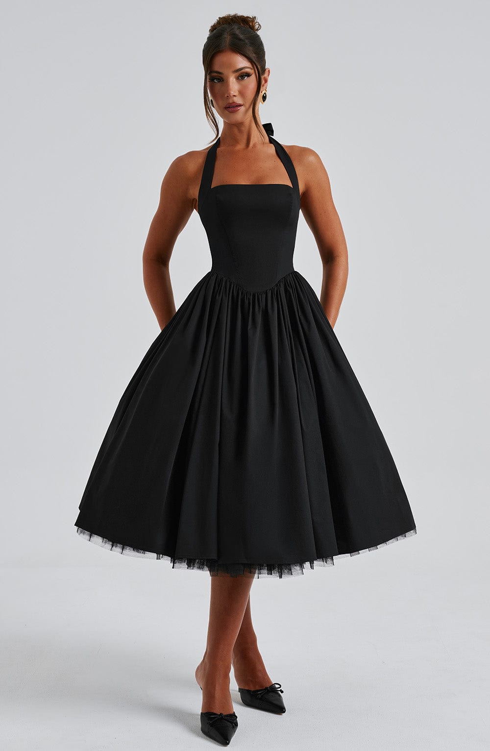 Elegant Ladies Halter Neck Midi Dress