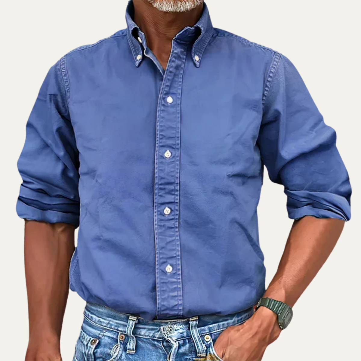 Men's Button Down Business Shirt Solid Color