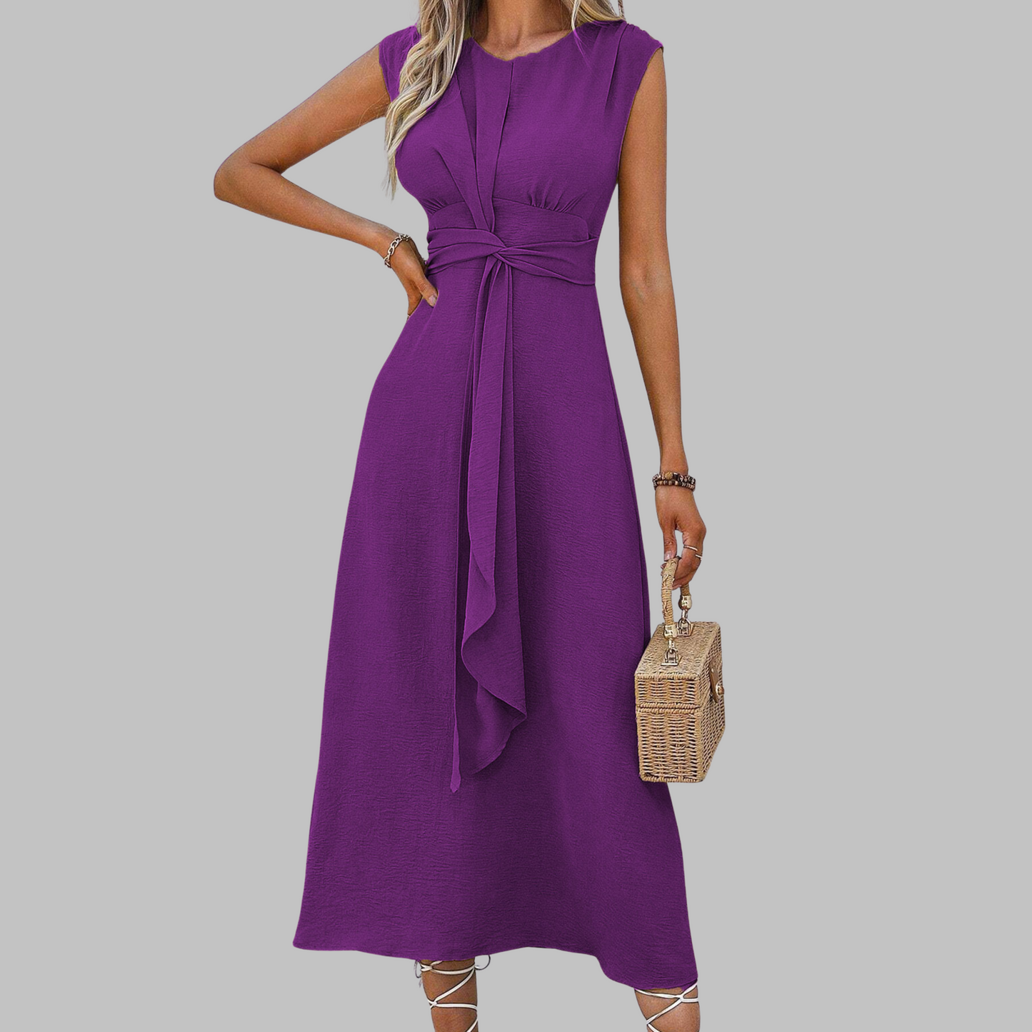 Women's Midi Dress Waist Tie