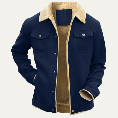 Men's Shearling Lined Jacket Warm Winter Sherpa Collar