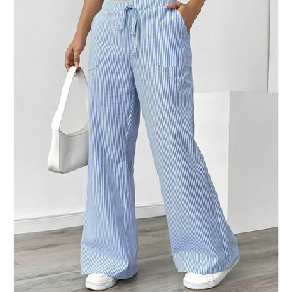 Comfortable Stripe Pants With Side Pockets